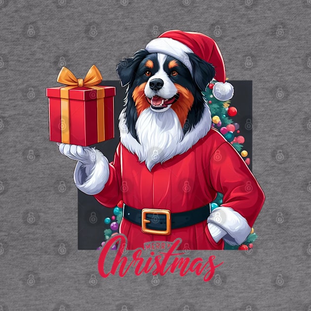 Christmas Black Tri Aussie by BukovskyART